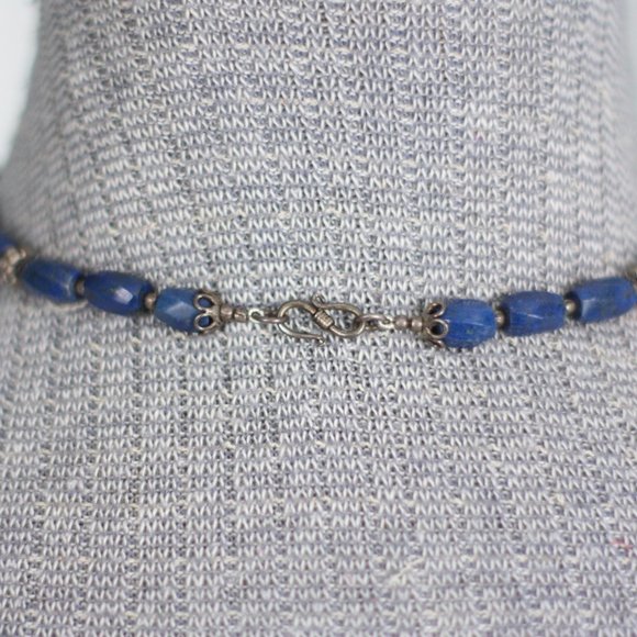 Blue Stone Bead and Silver Necklace - Picture 4 of 4